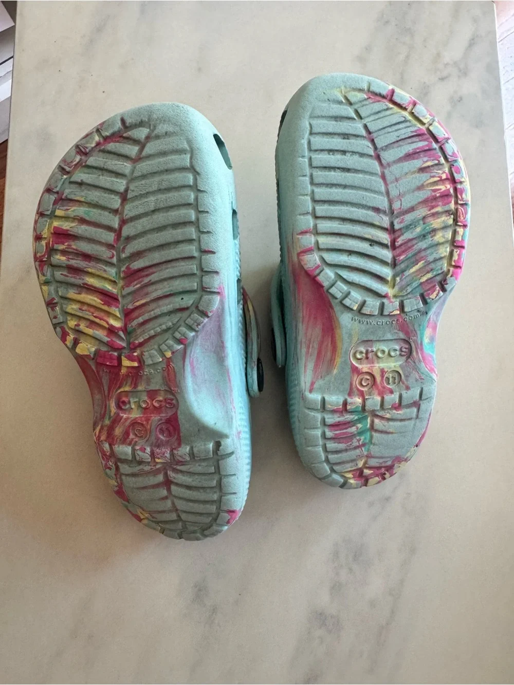 CROCS Kids Tie-Dye Light Blue Slip-On Clogs